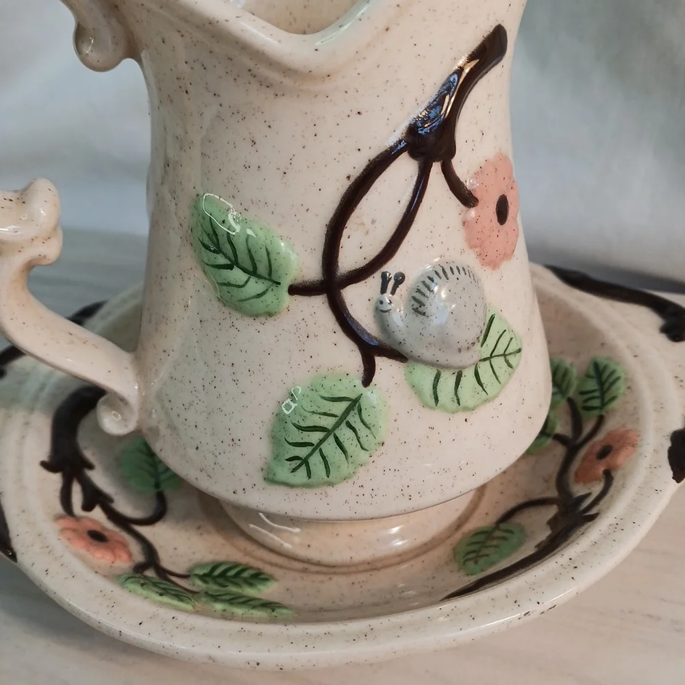 Vintage Butterfly Pitcher Set Ceramic Retro